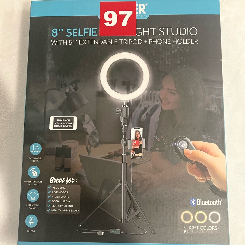 8" Selfie Ring Light Studio with Tripod and Phone Holder